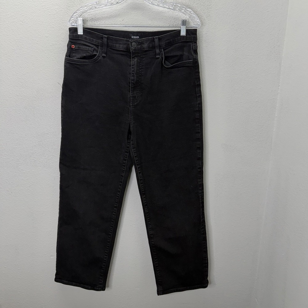 Hudson Women's Black Jeans NOA Valerie Size 32 Made In USA Straight Leg Stretch